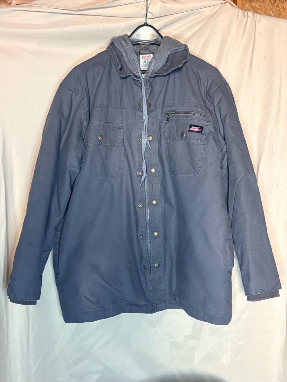 Genuine Dickies Mens L Heavyweight Hooded Workwear Jacket Quilted Canvas Coat